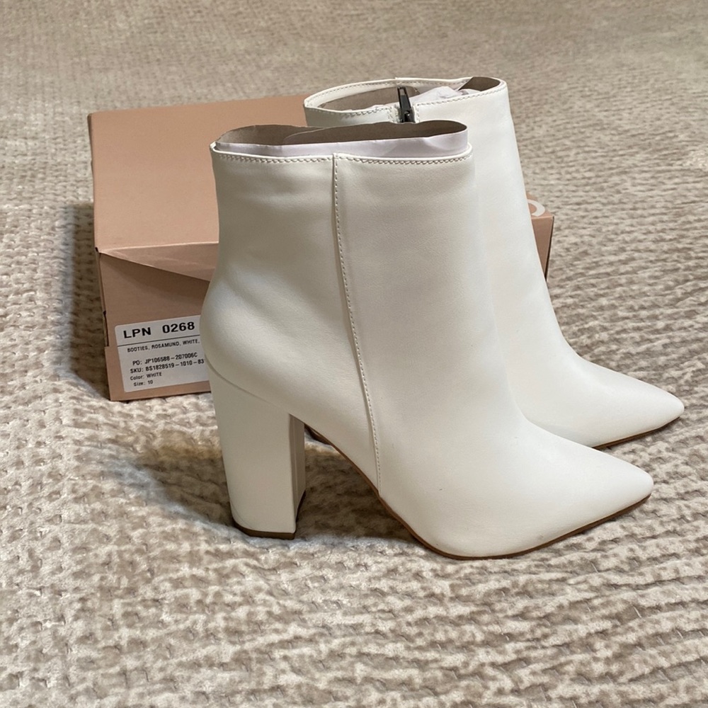 White pleather boots